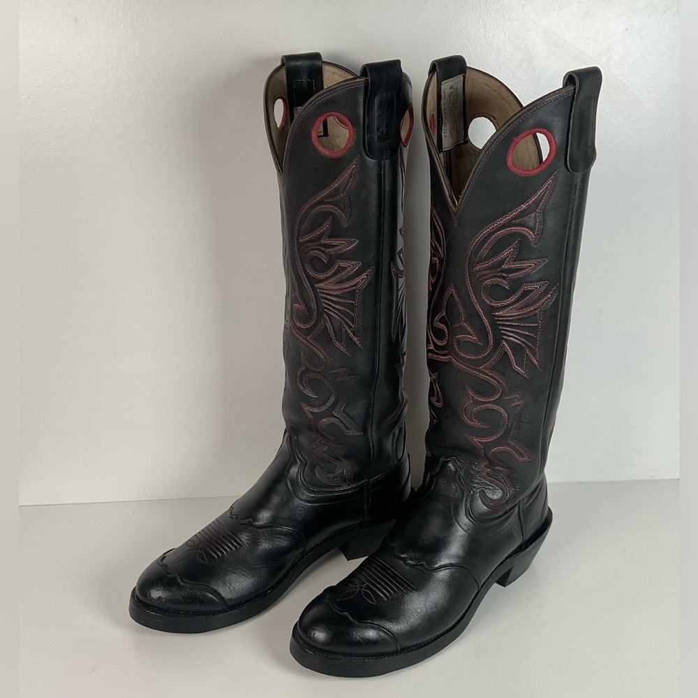 Olathe Tall Buckaroo Boots | Black | Thick Hide | USA Made | Men’s 9.5 D